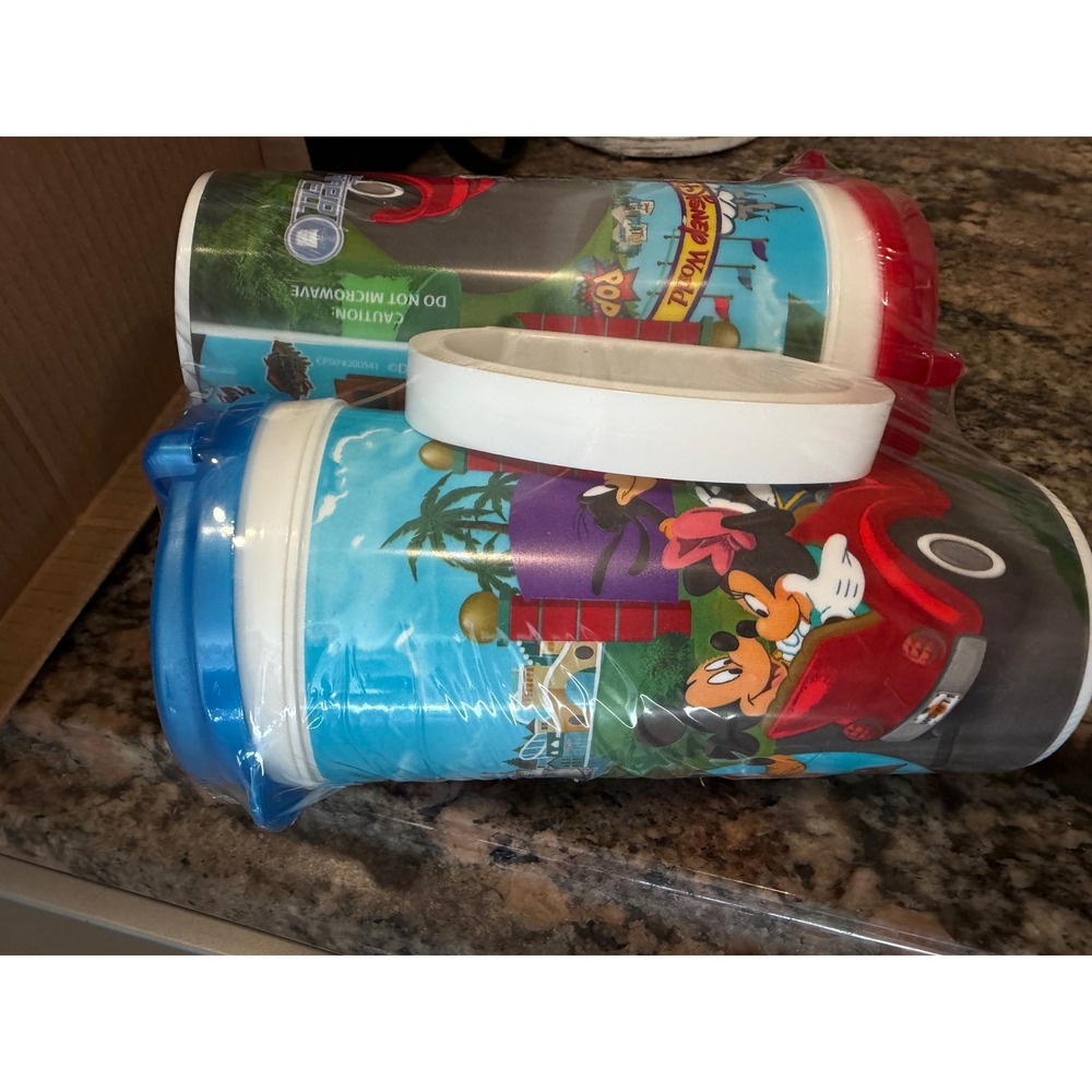 Disney World Mickey Mouse Goofy Donald Duck Reusable Tumbler Cups Set of 2